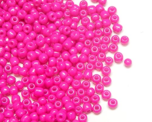 1100 Stück Glas Rocailles Perlen 4mm, 6/0, Pony Perlen, Klar Mini Rund Perlen, Seed Beads, (Pink Opak) von Perlin