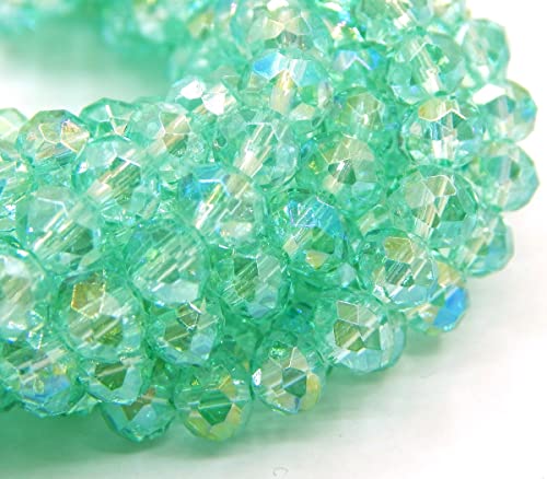 120 Stück Tschechische Böhmische Kristallperlen 4mm Tschechische Perlen CZ Glasschliffperlen Facettierte Rondelle Kügelchen Glasperlen, 1 strang (Aqua Grün AB) von Perlin