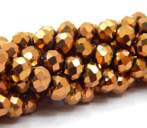 120 Stück Tschechische Böhmische Kristallperlen 4mm Tschechische Perlen CZ Glasschliffperlen Facettierte Rondelle Kügelchen Glasperlen, 1 strang (Bronze Metallic) von Perlin