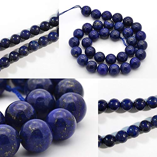 12stk Edelstein Perlen Natur Lapis Lazuli 8mm Rund Naturstein Halbedelstein Edelsteine Schmuckperlen Schmuckstein für DIY Kette Basteln AZG427 von Perlin