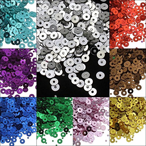 12000 Stk. Pailletten Ø 4mm 10 Farben Set Glatt Rund Perlen für DIY Kleidung und Schmuck, Handwerk Metallic Basteln Sequin Bombe von Perlin