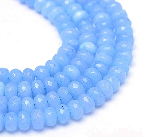 15 ACHAT PERLEN Edelsteine NATURAL 8mm SOFT BLAU Rondell Facettiert Halbedelstein Edelstein Schmuckperlen Schmuckstein Perle Zum Fädeln für DIY Kette Basteln G265 von Perlin