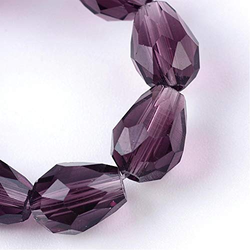 15 Tschechische Kristall Perlen Glasperlen 8mm x 6mm Facettiert Tropfen form Schmuckperlen Kristallschliffperlen Glasschliffperlen (Amethyst) von Perlin