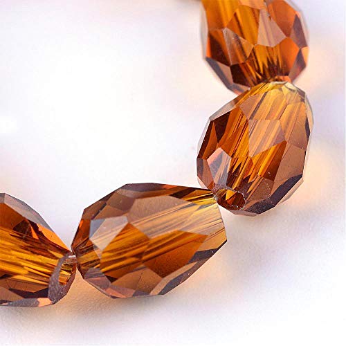 15 Tschechische Kristall Perlen Glasperlen 8mm x 6mm Facettiert Tropfen form Schmuckperlen Kristallschliffperlen Glasschliffperlen (Braun) von Perlin