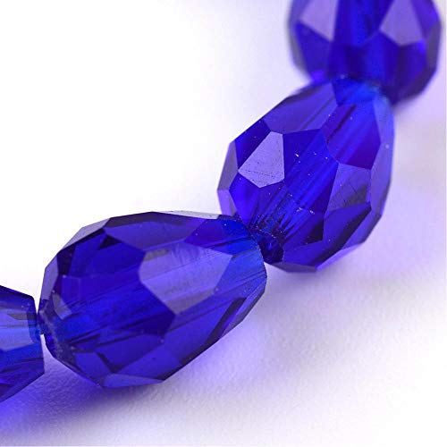 15 Tschechische Kristall Perlen Glasperlen 8mm x 6mm Facettiert Tropfen form Schmuckperlen Kristallschliffperlen Glasschliffperlen (Royal Blau) von Perlin