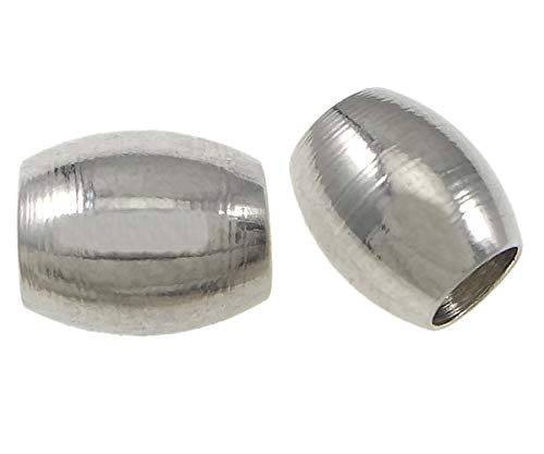 15stk Edelstahl Spacer Perlen 5mm Oval Großes Loch 2,5mm für Lederband Metallperlen Zwischenperlen Schmuckperlen Bastelperlen Zwischenteile M495 von Perlin