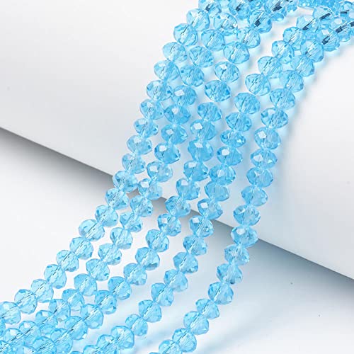 160 Stück Tschechische Böhmische Kristallperlen 3mm x 2mm Tschechische Perlen CZ Glasschliffperlen Facettierte Rondelle Kügelchen Glasperlen 1 strang (Aquamarin Blau) von Perlin