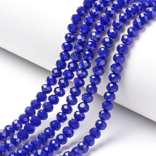 160 Stück Tschechische Böhmische Kristallperlen 3mm x 2mm Tschechische Perlen CZ Glasschliffperlen Facettierte Rondelle Kügelchen Glasperlen 1 strang (Cobalt Blau Opak) von Perlin