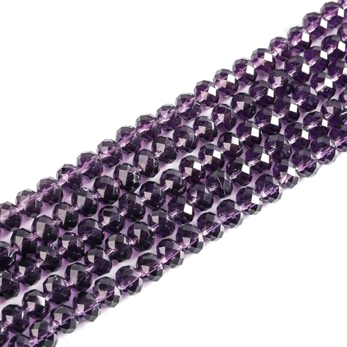 160 Stück Tschechische Böhmische Kristallperlen 3mm x 2mm Tschechische Perlen CZ Glasschliffperlen Facettierte Rondelle Kügelchen Glasperlen 1 strang (Lila) von Perlin