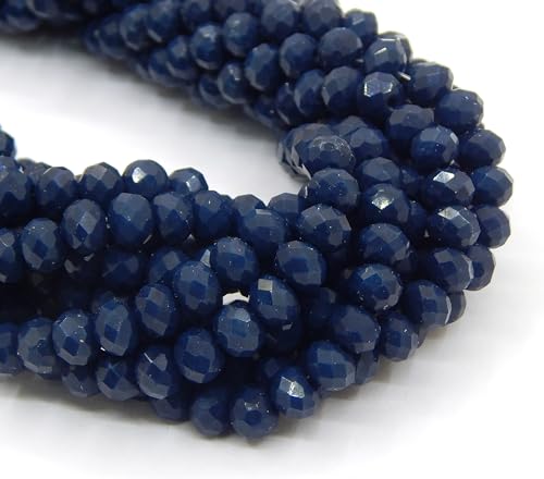 160 Stück Tschechische Böhmische Kristallperlen 3mm x 2mm Tschechische Perlen CZ Glasschliffperlen Facettierte Rondelle Kügelchen Glasperlen 1 strang (Marine Blau Opak) von Perlin