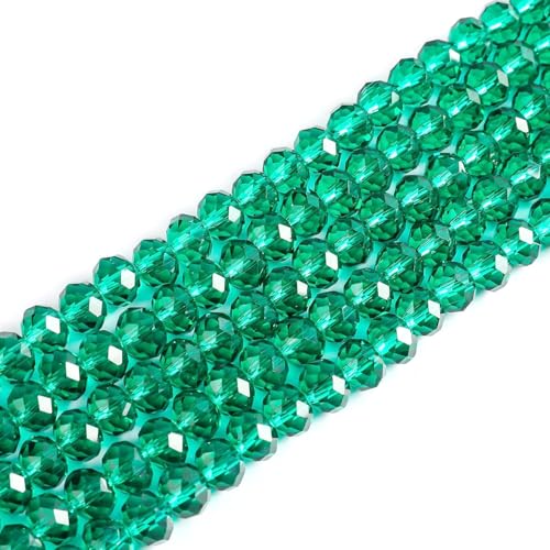 160 Stück Tschechische Böhmische Kristallperlen 3mm x 2mm Tschechische Perlen CZ Glasschliffperlen Facettierte Rondelle Kügelchen Glasperlen 1 strang (Smaragdgrün) von Perlin