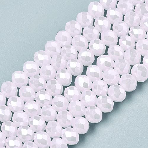 160 Stück Tschechische Böhmische Kristallperlen 3mm x 2mm Tschechische Perlen CZ Glasschliffperlen Facettierte Rondelle Kügelchen Glasperlen 1 strang (Weiß Opak) von Perlin