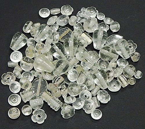 2 kg Glasperlen Indian Große Perlen Weiss Set Silberfolie Lampwork Fancy Dekoperlen Rund Oval Tropfen Perlenset Bastelset Für Schmuck zur Schmuckherstellung von Halsketten DIY Basteln Design (2000) von Perlin