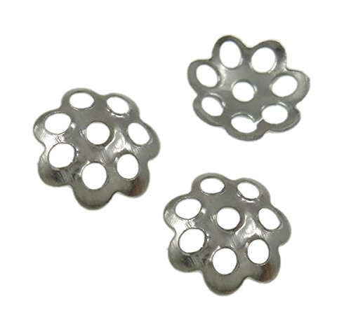 20 Edelstahl Perlenkappen 6mm Filigran mehr Blumenblatt SILBER KAPPEN M461 von Perlin