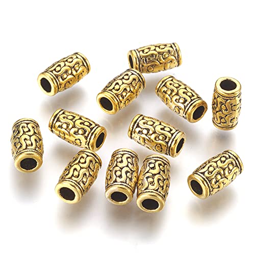 20 Stück Messing Metallperlen Tube/Röhre Perlen 3,5mm Loch Spacer Set 12x7mm Gold Lose Zwischenperlen Zwischenteile Für Schmuckherstellung von Perlin