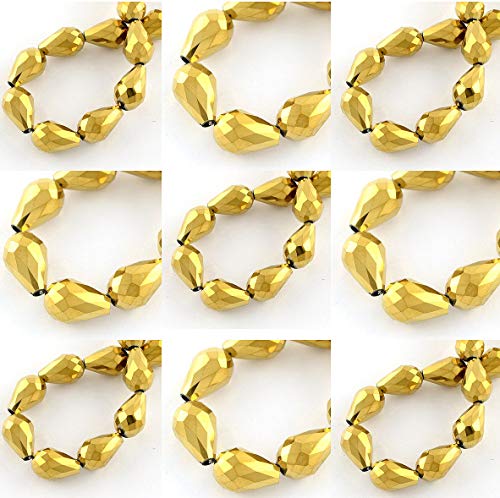 20 Tschechische Kristall Perlen Glasperlen 6mm x 4mm Tropfen form Metallic Fire-polished Schmuckperlen Kristallschliffperlen Glasschliffperlen (Gold) von Perlin