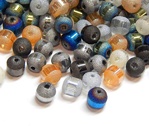 200 Stück Glasperlen Galvanisierte 6mm Runde Matt perlen mit Silber plattiert Regenbogen Effekt Perle mit Loch zum auffädeln (Mix PAck 200 Stück) von Perlin