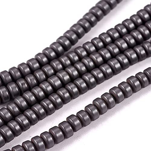 200stk Hämatitperlen Matt Schwarze Perlen 3mm für Armbänder Flache Runde Nein Magnet Hämatit Edelsteine 38cm 1 Strang Heishi Perlen von Perlin