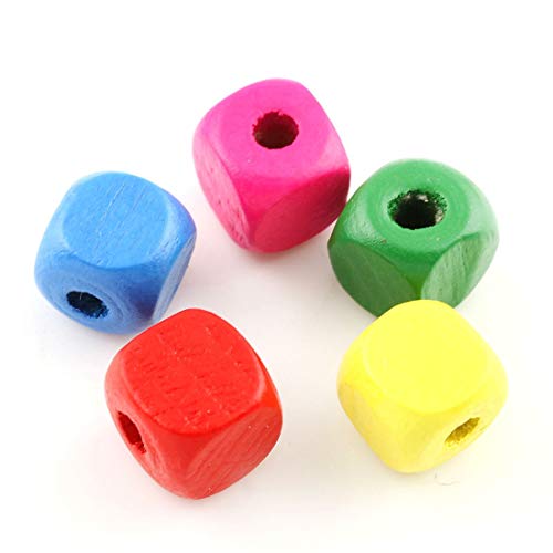 200stk Holzwürfel Holzperlen 6mm Bunt Mix Farbe zum auffädeln Würfel zum Basteln 2mm mit loch Spacer Perlen für DIY Schmuck Arts Crafts Halskette von Perlin