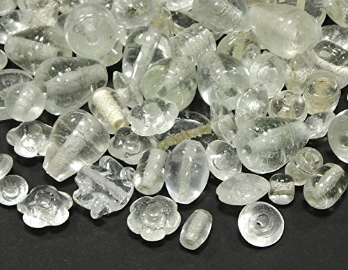 250g Glasperlen Indian Große Perlen Weiss Set Silberfolie Lampwork Fancy Dekoperlen Rund Oval Tropfen Perlenset Bastelset Für Schmuck zur Schmuckherstellung von Halsketten DIY Basteln Design (250) von Perlin