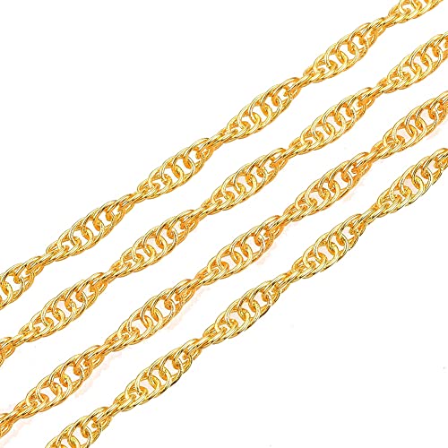 3 Meter Gliederkette Link Kette Metallkette, Rund Ring Kette, 2mm, Schmuckkette Meterware zur Schmuckherstellung von Halsketten Armband DIY Basteln (Gold) von Perlin