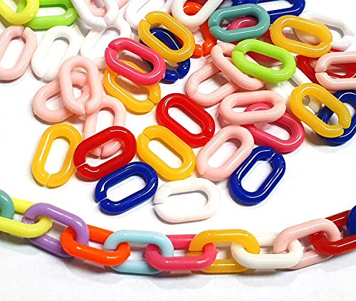 3 meter, Gliederkette Link Kette Kunststoffkette, Oval, Panzerkette 15mm Bunte, C Clips, Schmuckkette zur Schmuckherstellung von Schmuck Machen Halsketten Armband DIY Basteln von Perlin