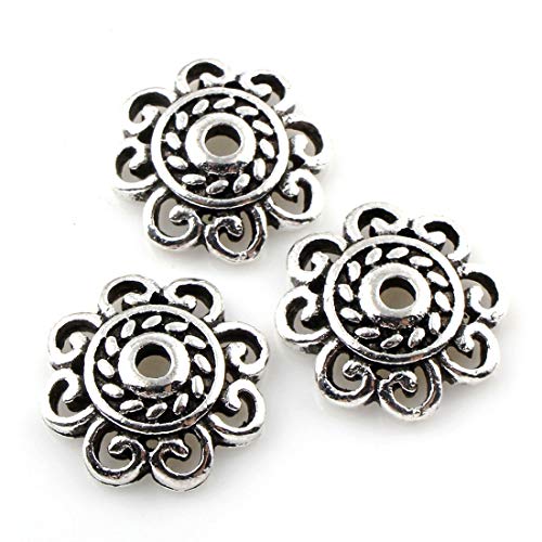 30 Filigrane Perlkappen Perlenkappen 13mm Metall Spacer Zwischenperlen Zwischenteile Endkappen Tibetsilber Metallperlen Für Schmuck Kette Armband Ring M35 von Perlin