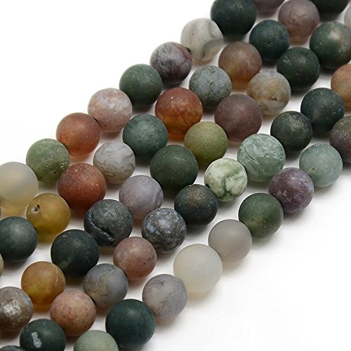 30 Indische Achat Perlen 8mm Matt Grün Rund Edelsteine Halbedelstein Edelstein Achat Stein Schmuck Kette Armband Agate Gemstone Beads G727 x2 von Perlin