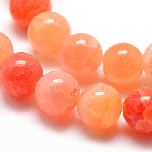 30 Natur Crackle Achat Perlen 8mm Rot Orange Rund Halbedelstein Edelstein Achat Stein Schmuck Kette Armband Agate Gemstone Beads G760 x 2 von Perlin