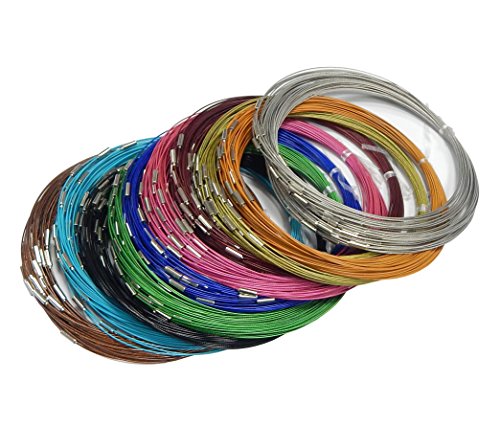 30 Stahl Halsreif Halskette 54cm Bunte Halsringe mit Edelstahl Schraubverschluss Schmuckteile Spiraldraht Bastelmaterial Bastelset Schmuckdesign von Perlin