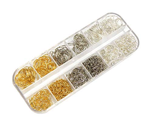 3000stk Ösen Binderinge Biegeringe Altsilber Silber Gold Öse 5mm 8mm 10mm 12mm x 0,7mm Verbinder Offen Ringe Set Verbindungsringe Kettenzubehör Schmuckteile Posten Basteln-Set von Perlin