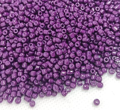 3300 Stück Glas Rocailles Perlen 3mm Opak, Matt, 8/0, Pony Perlen, Opak gelüstert, Opaque Seed Beads, (Violett) von Perlin