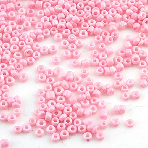 3300 Stück Glas Rocailles Perlen 3mm Opak, Matt, 8/0, Pony Perlen, Opak gelüstert, Opaque Seed Beads (Rosa) von Perlin