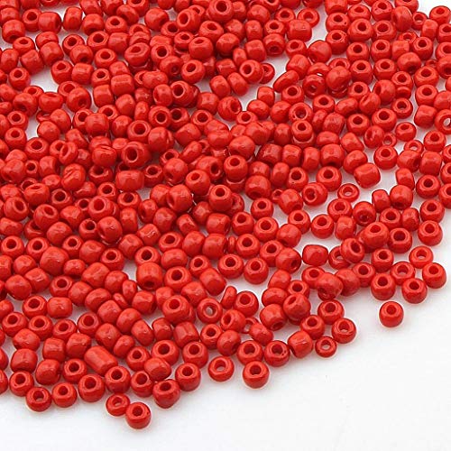 3300 Stück Glas Rocailles Perlen 3mm Opak, Matt, 8/0, Pony Perlen, Opak gelüstert, Opaque Seed Beads (Rot) von Perlin