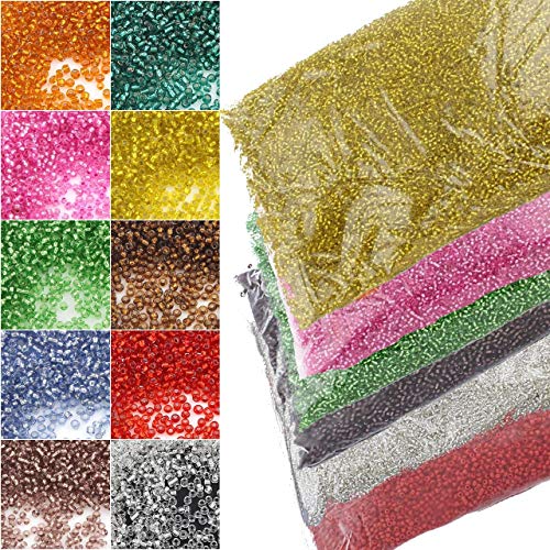 4,5 Kilo Rocailles Perlen Silbereinzug Set 2mm 10 farben 11/0 Glasperlen Grosshandel Perlenset, POSTEN 300000 Stück von Perlin