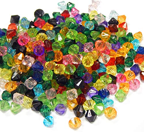 400 Kunststoffperlen Acrylperlen Plastik 8mm Doppelkegel Bunte Mix Perlen Pack POSTEN Perle zum fädeln für DIY Schmuck Herstellung von Perlin