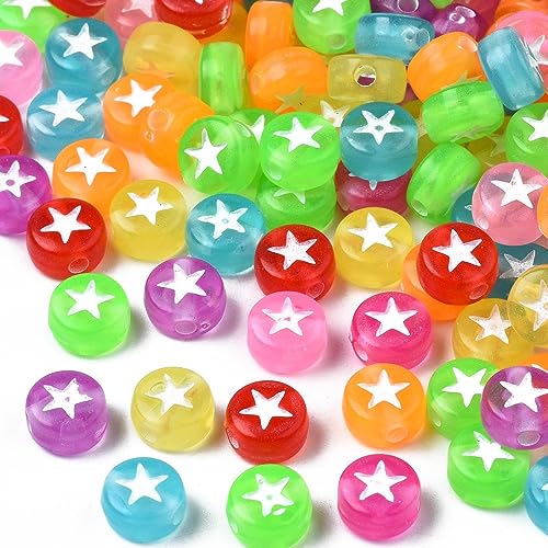 400 Stück Emoji Fädelperlen Stern-Perlen, Zwischenperlen, 7mm Bunte Runde Acryl Perlen zum Auffädeln Bastelperlen für Armband, Choker, Schmuck oder andere Handwerk von Perlin