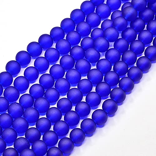 40stk Gefrostete Glasperlen Royal Blau 8mm Matt Strange Vereist Perle zum fädeln für DIY Schmuck Herstellung R91 von Perlin