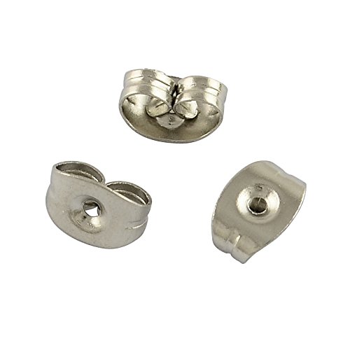 40stk Ohrmutter Edelstahl Verschluss für Ohrstecker Ohrring Stopper Ohrstecker-Verschluss Kupplungen 6mm Silberfarbe von Perlin