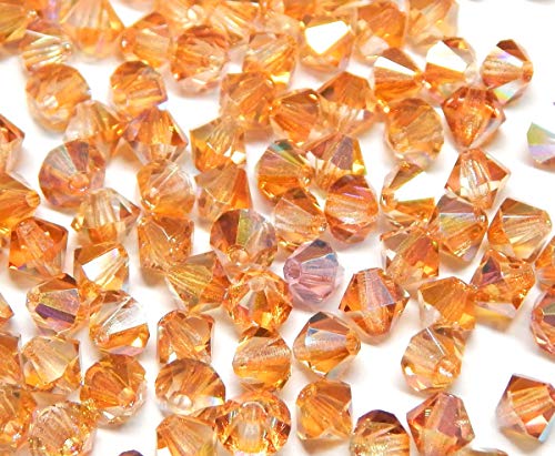 40stk Preciosa Böhmische Kristallperlen 4mm Doppelkegel Tschechische Perlen Glasschliffperlen Glasperlen, Bicone Beads (Crystal Copper AB 2X) von Perlin