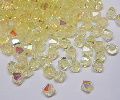 40stk Preciosa Böhmische Kristallperlen 4mm Doppelkegel Tschechische Perlen Glasschliffperlen Glasperlen, Bicone Beads (Jonquil AB) von Perlin