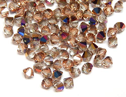 40stk Preciosa Böhmische Kristallperlen 4mm Doppelkegel Tschechische Perlen Glasschliffperlen Glasperlen, Bicone Beads (Vitrail Celsian AB) von Perlin