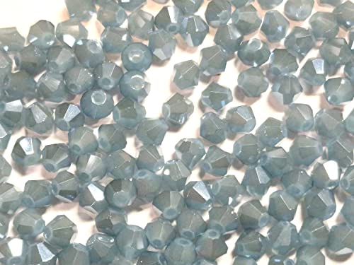 40stk Preciosa Böhmische Kristallperlen 4mm Doppelkegel Tschechische Perlen Glasschliffperlen Glasperlen, Bicone Beads (Alabaster Blau) von Perlin