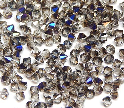 40stk Preciosa Böhmische Kristallperlen 4mm Doppelkegel Tschechische Perlen Glasschliffperlen Glasperlen, Bicone Beads (Heliotrope Silver) von Perlin