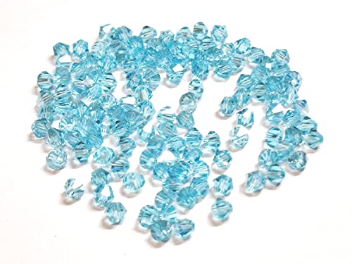 40stk Preciosa Böhmische Kristallperlen 4mm Doppelkegel Tschechische Perlen Glasschliffperlen Glasperlen, Bicone Beads (Hell Blau AB) von Perlin