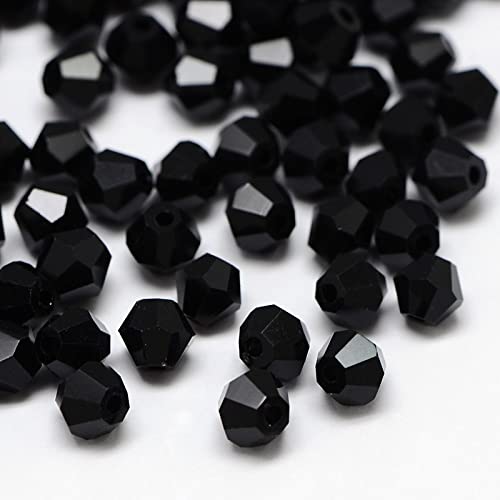 40stk Preciosa Böhmische Kristallperlen 4mm Doppelkegel Tschechische Perlen Glasschliffperlen Glasperlen, Bicone Beads (Schwarz) von Perlin