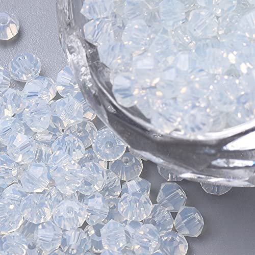 40stk Preciosa Böhmische Kristallperlen 4mm Doppelkegel Tschechische Perlen Glasschliffperlen Glasperlen, Bicone Beads (Weiss Opal) von Perlin