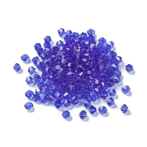 40stk Preciosa Glasperlen, Böhmische Kristallperlen 4mm Doppelkegel Tschechische Perlen Glasschliffperlen (Blau) von Perlin