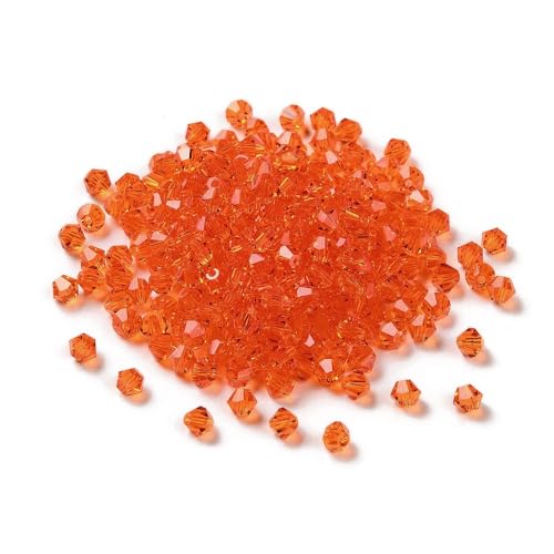 40stk Preciosa Glasperlen, Böhmische Kristallperlen 4mm Doppelkegel Tschechische Perlen Glasschliffperlen (Orange) von Perlin