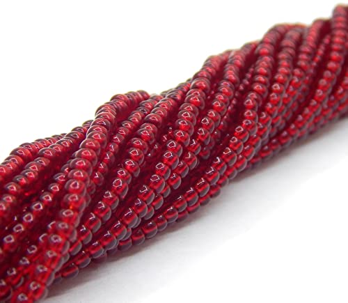 4500 Stück Rocailles Perlen 2mm Preciosa Ornela Tschechische 11/0 Glasperlen auf mehreren Strängen (Ruby Transparent) von Perlin